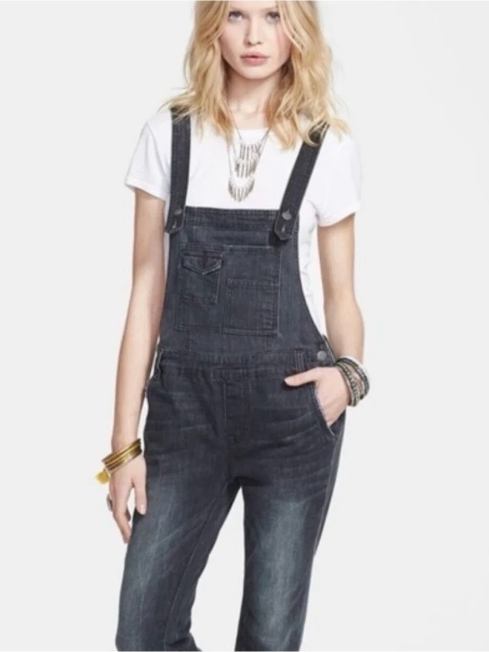 Free People Women’s Gray denim Overalls